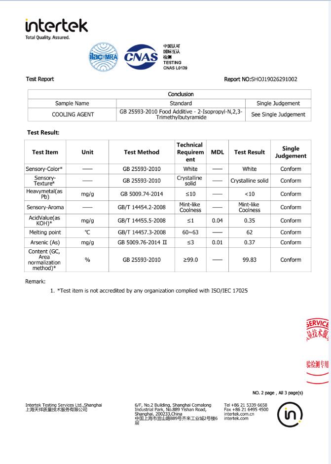 HPLC White Crystal Powder Cooling Agent Supply for Food Additive WS-27/WS-23/WS-3/WS-5/WS-12/WS-10/WS-200 4