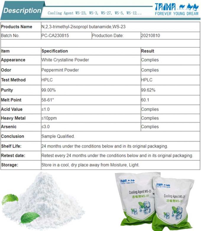 White Crystal WS-23 Cooling Agent CAS 5111-67-4 C13H25NO 1
