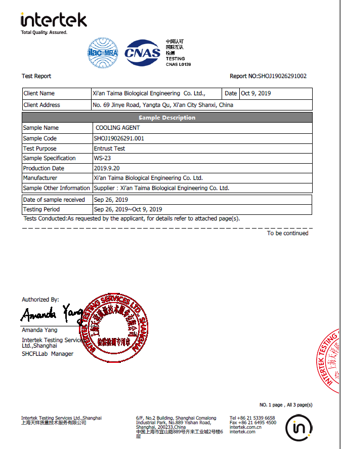 Reasonable Price Bulk Stock Cooling Agent WS-23 Instead Of Mehthol In UK Market 2