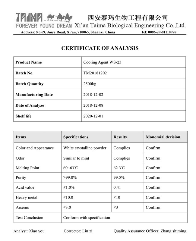 White Crystal Koolada WS-23 Cooling Agent Long Lasting Cooling Effect For Candy 2