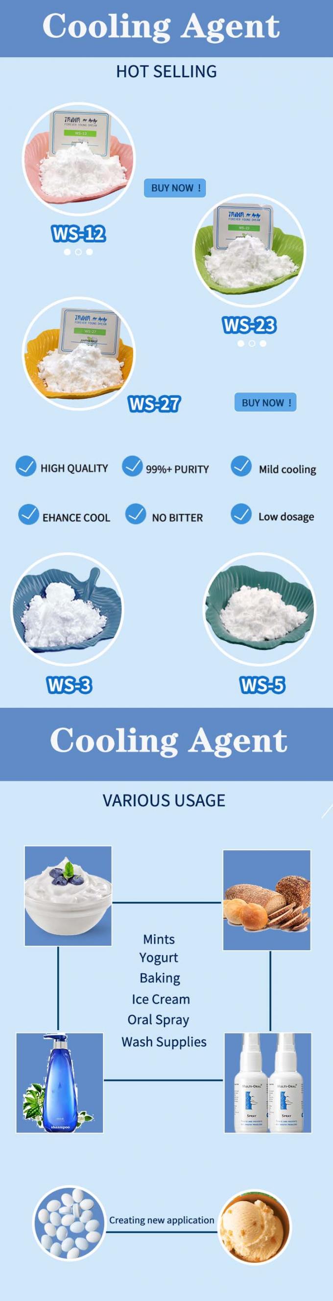C13H25NO Koolada WS-23 Cooling Agent 51115-67-4 For Chocolate Ice Cream 0