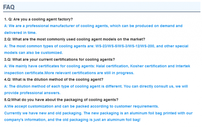 Food Grade CAS 51115-67-4 Cooling Agent WS-23 For Cold Drinks 4