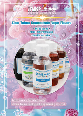 China Premium E Cigarette Liquid Flavors with 5%-12% Mixed Ratio, FEMA No 2721-22-4, Made in USA